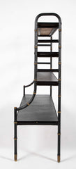 Jacques Adnet Attributed Black Leather Wrapped 4 Shelf Etagere