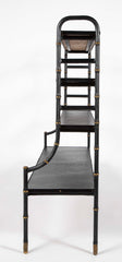 Jacques Adnet Attributed Black Leather Wrapped 4 Shelf Etagere