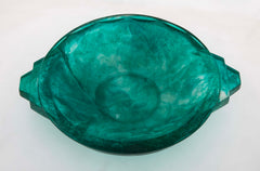 Blue-Green Glass Bowl with Handles by Francois-Emile Decorchemont