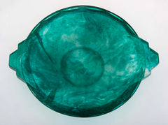 Blue-Green Glass Bowl with Handles by Francois-Emile Decorchemont