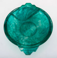 Blue-Green Glass Bowl with Handles by Francois-Emile Decorchemont