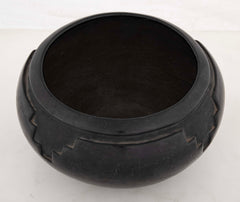 Large Carved Blackware Bowl by Roalie and Joe Aguilar