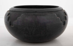 Large Carved Blackware Bowl by Roalie and Joe Aguilar