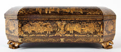 19th Century Chinese Black with Gilt Lacquerware Game Box