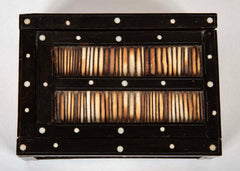 Two Ebony Porcupine Quill and Bone Inlaid Boxes