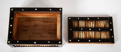 Two Ebony Porcupine Quill and Bone Inlaid Boxes