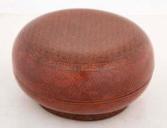 Qianlong Dynasty Red Lacquered Round Covered Inlaid Box