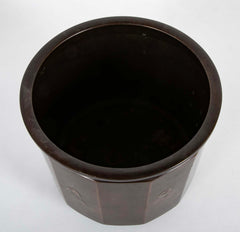 A Japanese Patinated Bronze Planter with Silver Inlays