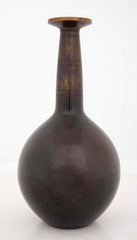 Just Andersen Round Patinated Long Neck Vase with Fluted Relief