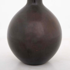 Just Andersen Round Patinated Long Neck Vase with Fluted Relief