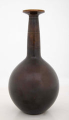 Just Andersen Round Patinated Long Neck Vase with Fluted Relief