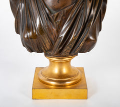 19th Century Bronze Bust of Woman in Classical Pose