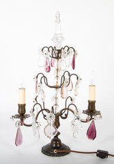 Pair of Early 20th Century Brass & Cut Glass Electrified Candelabra