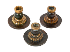 Set of Three Danish Patinated & Polished Bronze Candlesticks