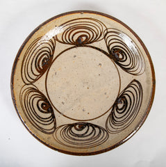 Japanese Seto Earthenware Plate with Traditional Horse Eye Design