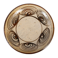 Japanese Seto Earthenware Plate with Traditional Horse Eye Design