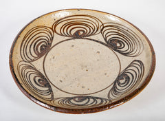 Japanese Seto Earthenware Plate with Traditional Horse Eye Design