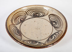 Japanese Seto Earthenware Plate with Traditional Horse Eye Design