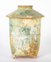 Chinese Han Dynasty Green Glazed Pottery Granary Vase