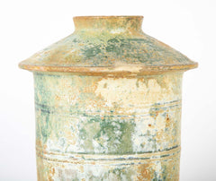 Chinese Han Dynasty Green Glazed Pottery Granary Vase