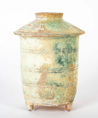 Chinese Han Dynasty Green Glazed Pottery Granary Vase