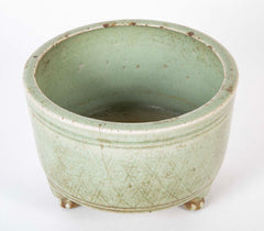 Chinese Longquan Celadon Censor with Geometric Design & Incised Rings