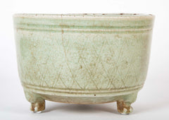 Chinese Longquan Celadon Censor with Geometric Design & Incised Rings