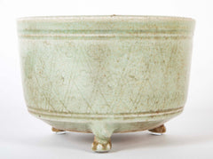 Chinese Longquan Celadon Censor with Geometric Design & Incised Rings