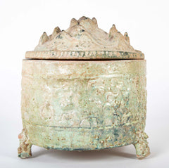 Pair of Chinese Han Dynasty Green Glazed "Hill" Censers