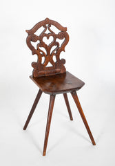 Late 18th Century Intricately Carved Swiss Walnut Chair