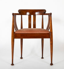 German Jugend Mahogany Armchair with Inlaid Intarsia