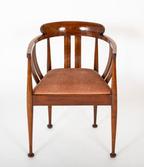 German Jugend Mahogany Armchair with Inlaid Intarsia