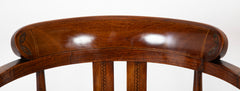 German Jugend Mahogany Armchair with Inlaid Intarsia