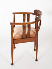 German Jugend Mahogany Armchair with Inlaid Intarsia