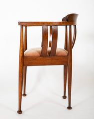 German Jugend Mahogany Armchair with Inlaid Intarsia