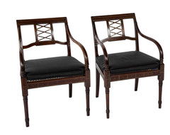 Set of 4 Empire Mahogany Armchairs with "Diamond Trellis" Back Splats