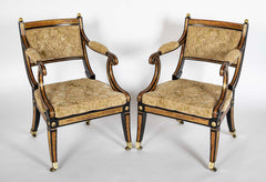 Pair of Regency Painted and Parcel Gilt Armchairs