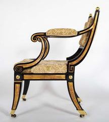 Pair of Regency Painted and Parcel Gilt Armchairs