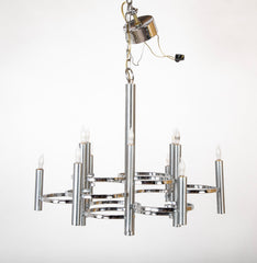 Gaetano Sciolari 12 Arm Chrome Chandelier