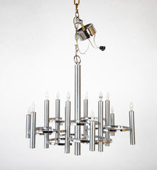 Gaetano Sciolari 12 Arm Chrome Chandelier