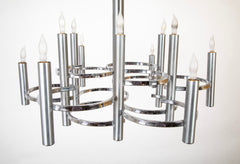 Gaetano Sciolari 12 Arm Chrome Chandelier