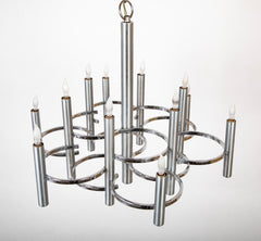 Gaetano Sciolari 12 Arm Chrome Chandelier