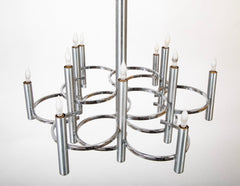 Gaetano Sciolari 12 Arm Chrome Chandelier