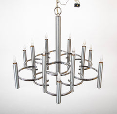 Gaetano Sciolari 12 Arm Chrome Chandelier