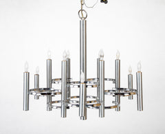 Gaetano Sciolari 12 Arm Chrome Chandelier