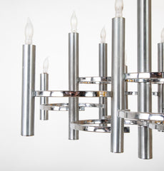 Gaetano Sciolari 12 Arm Chrome Chandelier