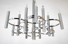 Gaetano Sciolari 12 Arm Chrome Chandelier