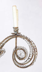 A Late 20th Century 8 Light Metal and Crystal Bead Chandelier