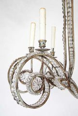 A Late 20th Century 8 Light Metal and Crystal Bead Chandelier