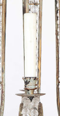 A Late 20th Century 8 Light Metal and Crystal Bead Chandelier